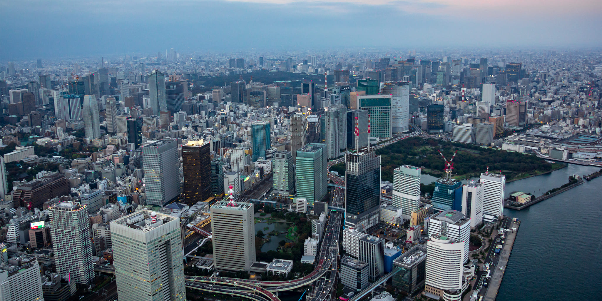 ヘリコプターで東京上空をフライトして見える竹芝