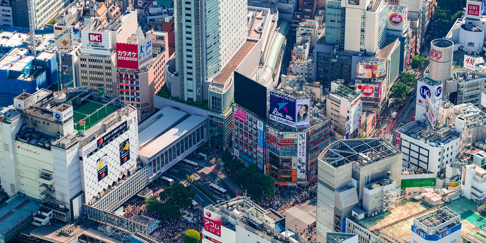 ヘリコプターで東京上空をフライトして見える渋谷