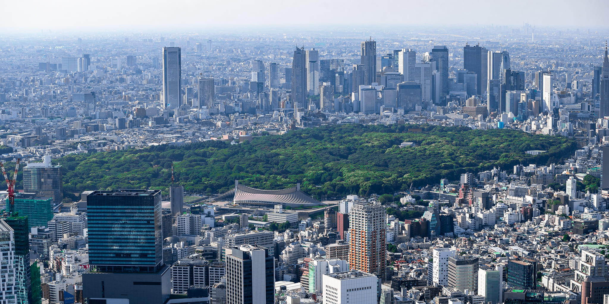 ヘリコプターで東京上空をフライトして見える代々木公園